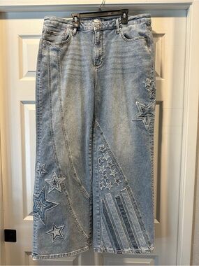 DRIFTWOOD Light Blue Star & Stripe Wide-Leg Jeans
